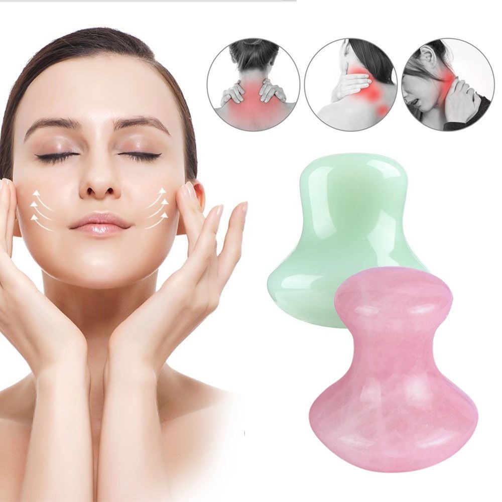 Gua Sha Tool Rose Quartz - SPA Mushroom Shape Massage Roller Skin
