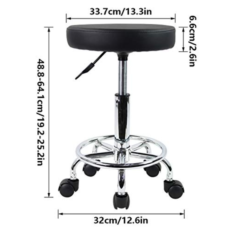 PU Leather Round Rolling Stool - Spa & Wellness Center Hotel Solverde avaliação e preço